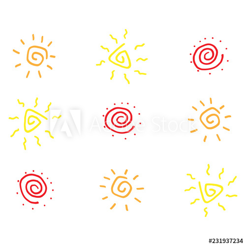500x500 Sun Doodle Icon Vector Illustration Of A Set Of Sun Hand Drawn