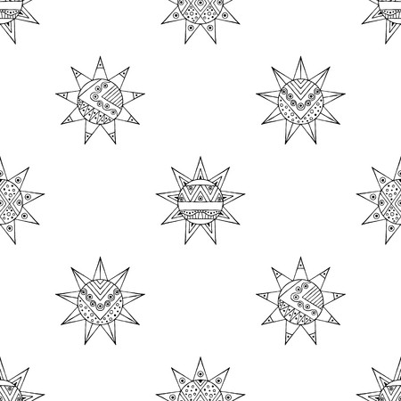 450x450 Vector Hand Drawn Seamless Pattern, Decorative Stylized Black