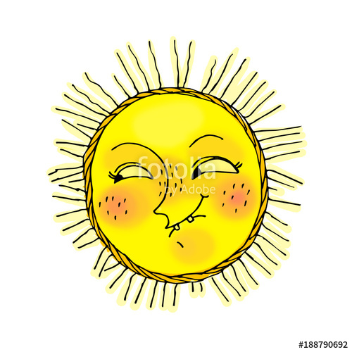 500x500 Cute Baby Little Sun, Doodle Vector Illustration, Emoji Sticker