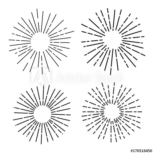 Set Of Sun Rays, Fireworks, Linear Drawing Vector Illustrator 500x500 Set Of Sun Rays, Fireworks, Linear Drawing Vector Illustrator
