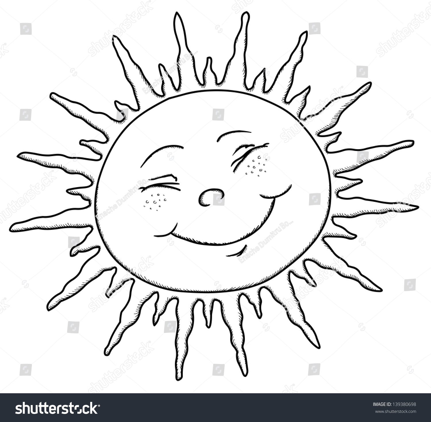 Sun Drawing For Kids And Happy Sun Contour Ink Drawing Vector 1500x1468 Sun Drawing For Kids And Happy Sun Contour Ink Drawing Vector