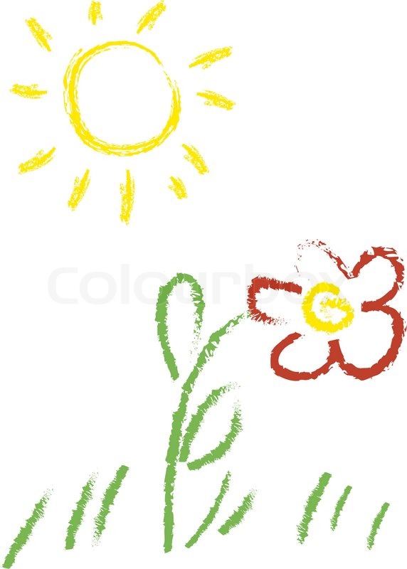 Child Vector Drawing With Sun And Stock Vector Colourbox 572x800 Child Vector Drawing With Sun And Stock Vector Colourbox