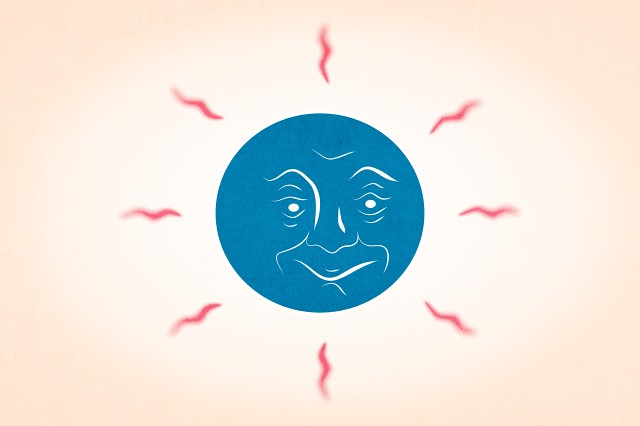 640x426 Sketch Blue Sun Face White Face Vector With Red Rays