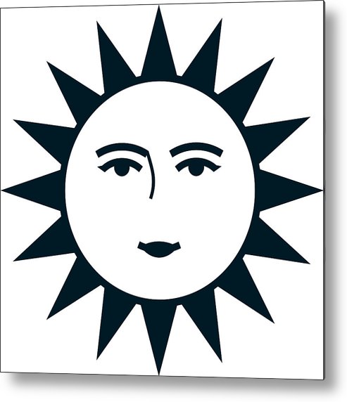 493x572 Vector Sun Face Isolated On White Background Metal Print