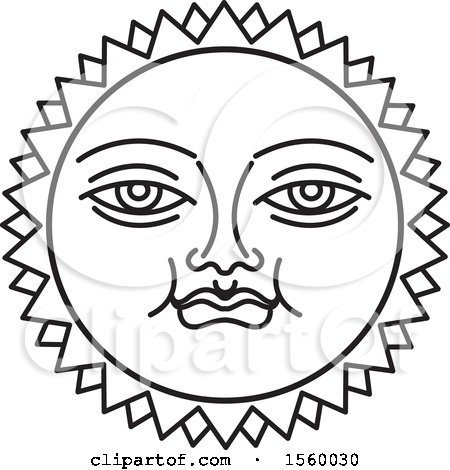 450x470 Clipart Of A Black And White Happy Sun Face