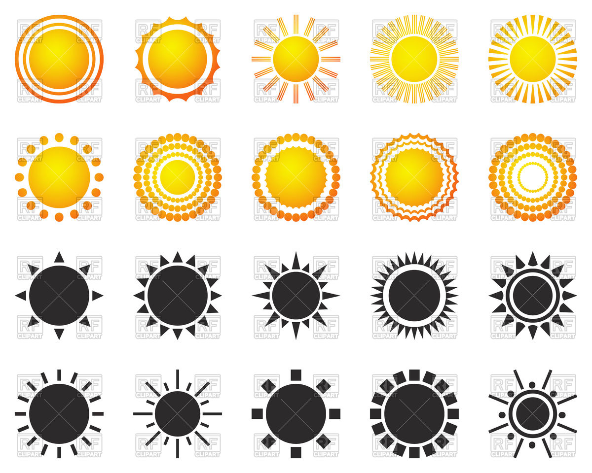 1200x960 Set Of Sun Icons Vector Image Of Icons And Emblems Kannaa