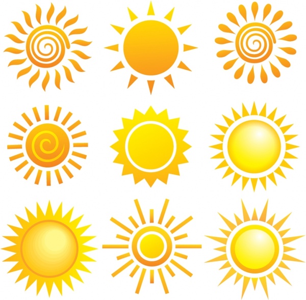 600x589 Sun Icons Colored Flat Simple Shapes Free Vector In Encapsulated