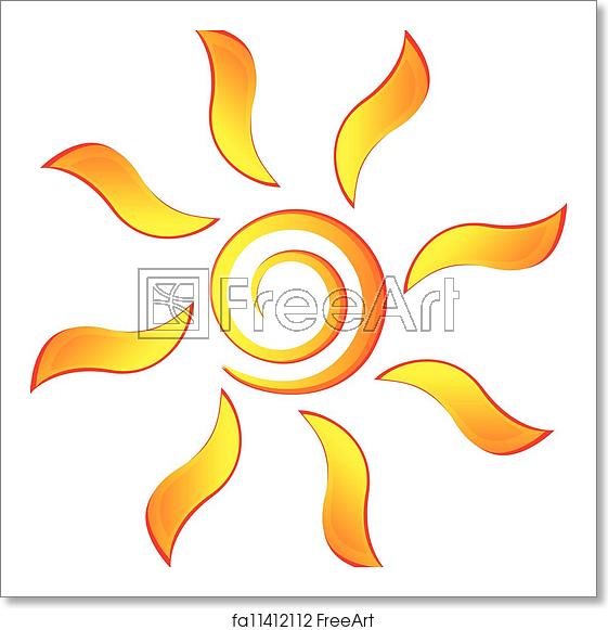 561x581 Free Art Print Of Sun Icon Logo Vector Sun With Swirly Rays Logo
