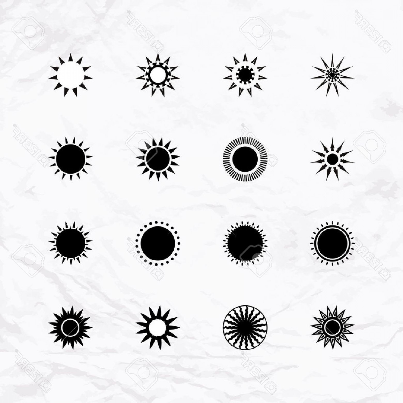 1560x1560 Photostock Vector Set With Small Suns Sun Icons For Logo Design