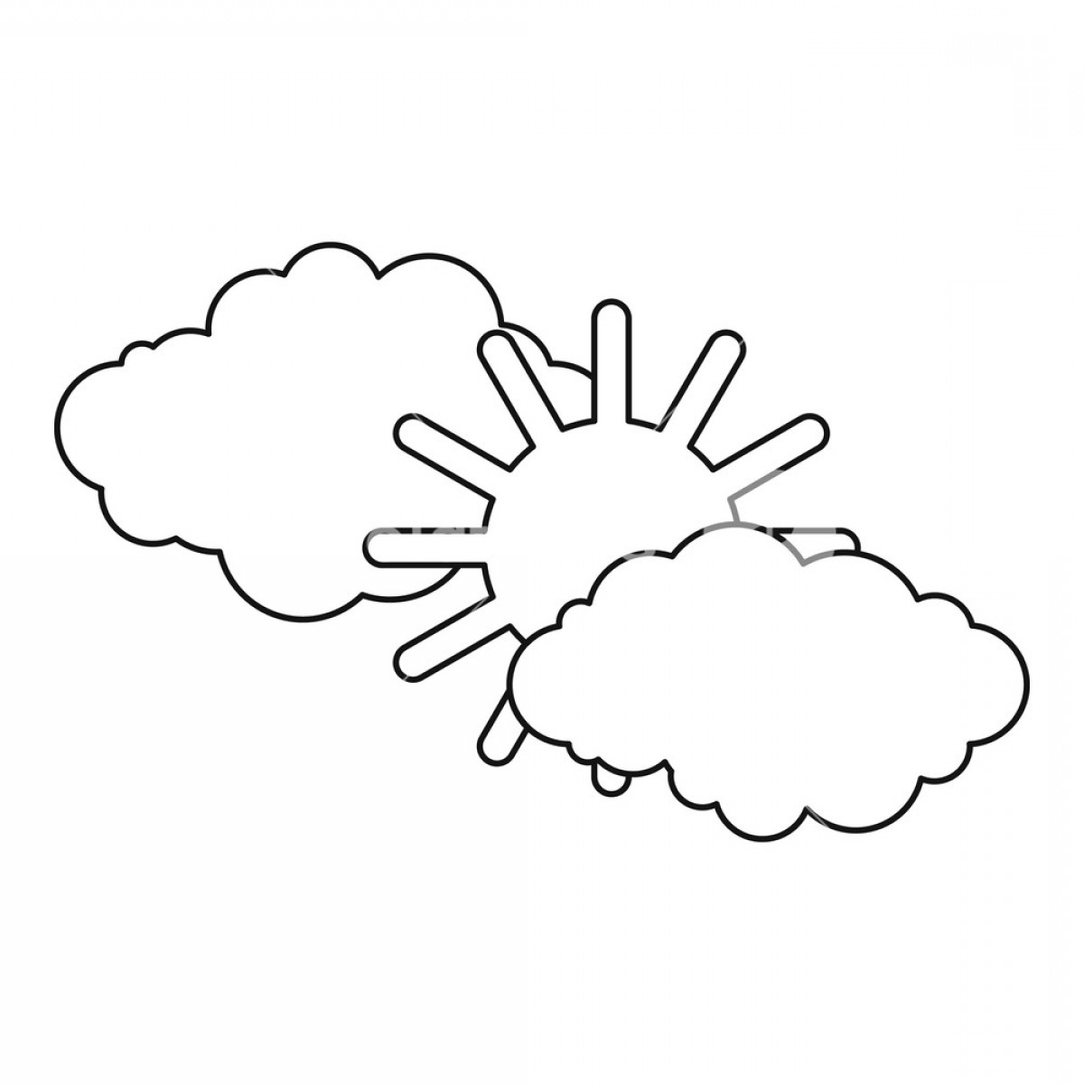 1200x1200 Clouds And Sun Icon Outline Illustration Of Clouds And Sun Vector