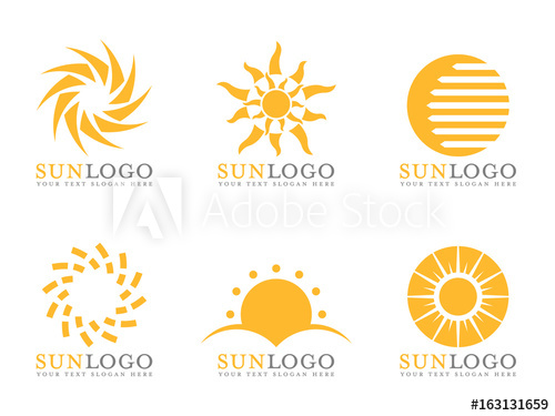 500x375 Orange Sun Logo Vector Art Set Design