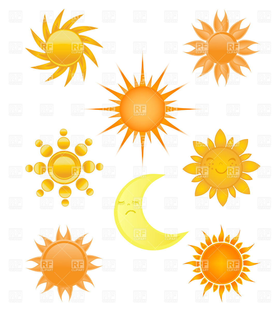 Sun And Moon Collection Of Different Designs Vector Image 1050x1200 Sun And Moon Collection Of Different Designs Vector Image