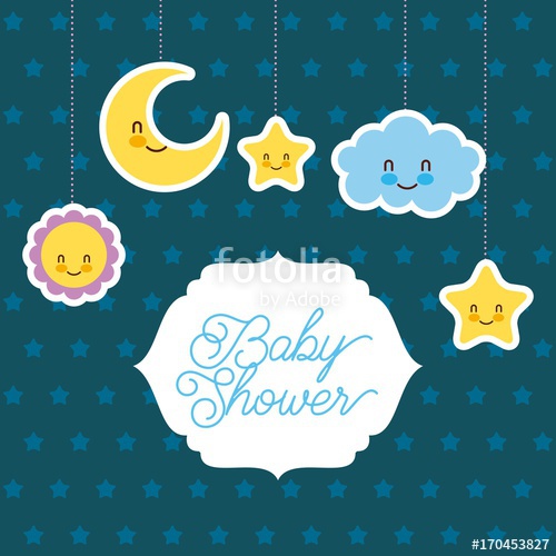 Baby Shower Card Greeting Cartoon Cloud Star Sun Moon Vector 500x500 Baby Shower Card Greeting Cartoon Cloud Star Sun Moon Vector