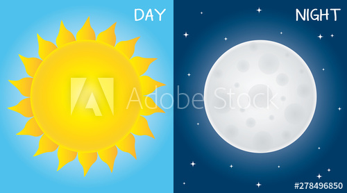 Day And Night Sun And Moon Vector Illustration 500x278 Day And Night Sun And Moon Vector Illustration