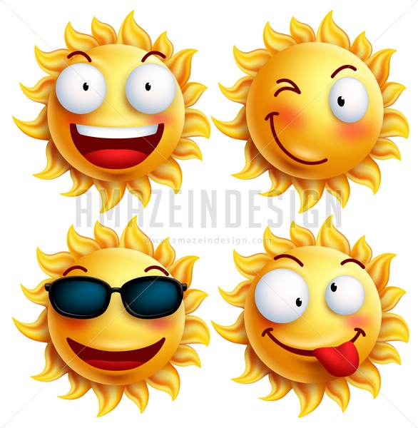 Sun Vector Character Set With Facial Expressions 586x600 Sun Vector Character Set With Facial Expressions
