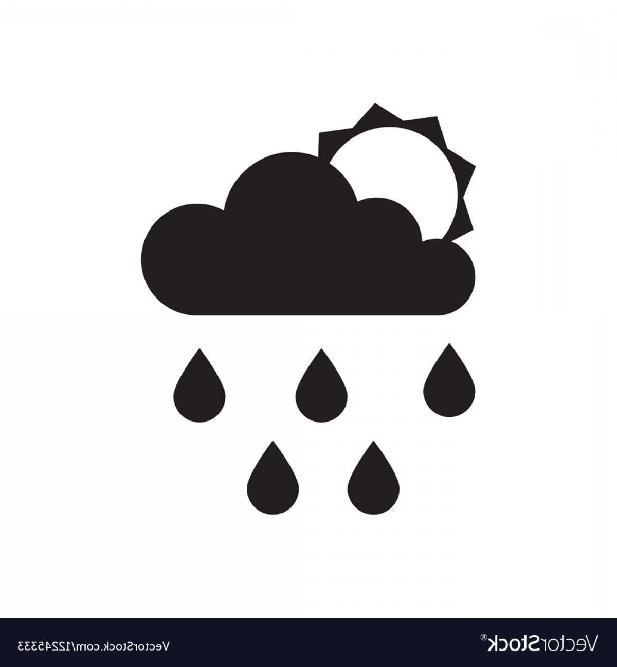 1200x1296 Flat Icon In Black And White Rain Sun Vector Handandbeak