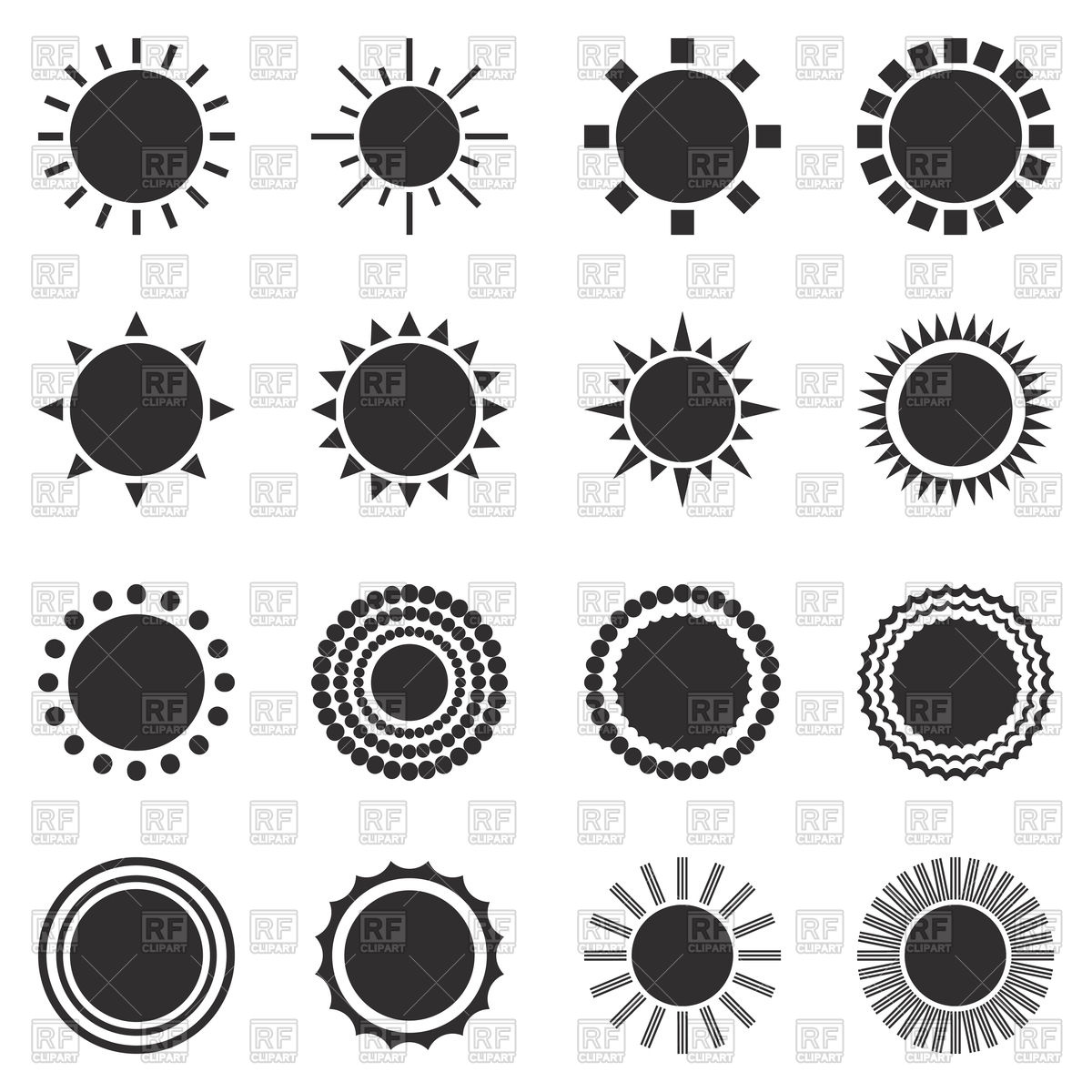 1200x1200 Set Of Black Sun Icons Vector Image Of Design Elements Kannaa