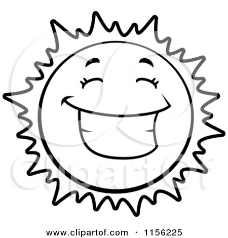 450x470 Cartoon Clipart Of A Black And White Happy Grinning Sun