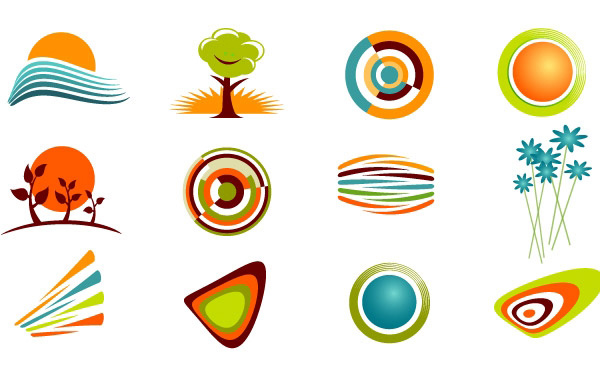 600x380 Retro Tone Nature Sun Vector Logos Set