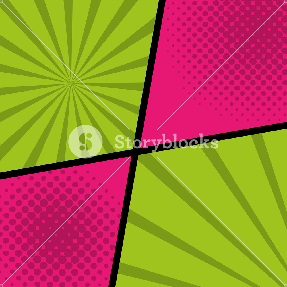 1000x1000 Pop Art Comic Colored Dots Sunburst Background Vector Illustration