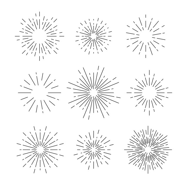 626x626 Sunburst Vector Set On White Vector Free Download
