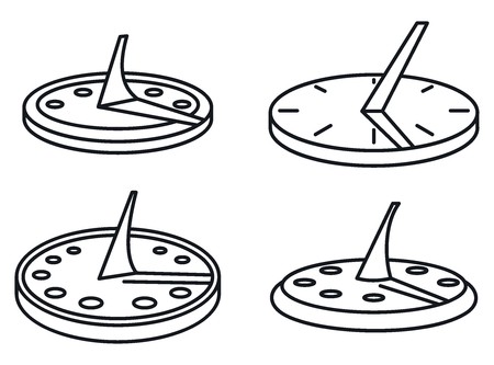 450x333 Antique Sundial Icons Set Outline Set Of Antique Sundial Vector