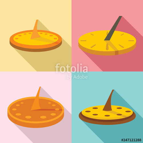 500x500 Sundial Icons Set Flat Set Of Sundial Vector Icons For Web Design