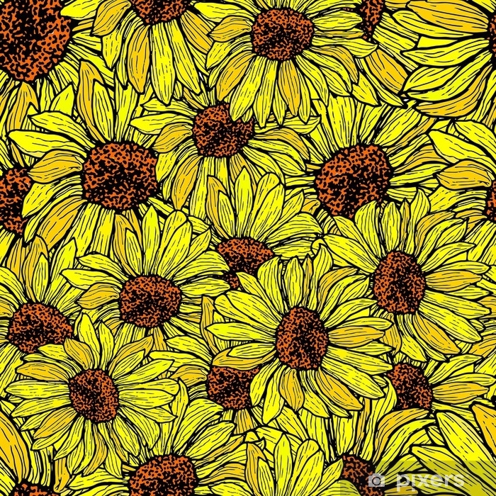700x700 Sunflower Seamless, Shattered Pattern Floral Background Vector