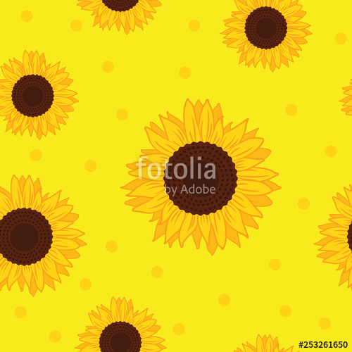 500x500 Seamless Pattern Yellow Sunflower Background Vector Illustration