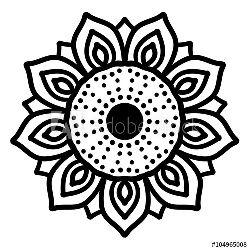 500x500 Vector Sunflower Black And White Bohemian Texture, Boho