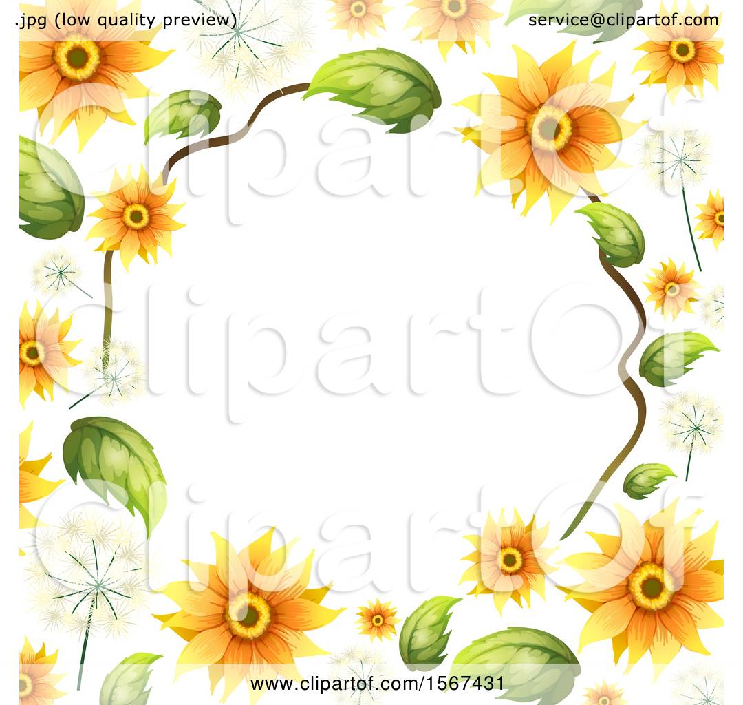 Clipart Of A Floral Border With Sunflowers 1080x1024 Clipart Of A Floral Border With Sunflowers
