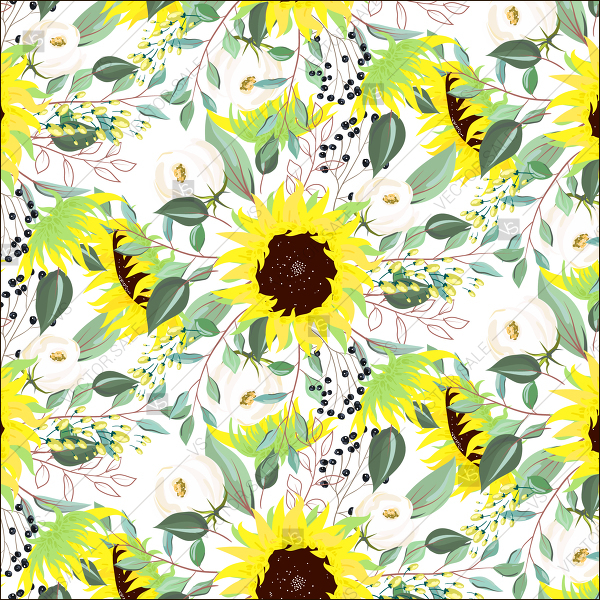 Seamless Sunflower Floral Pattern Vector Background Of Watercolor 600x600 Seamless Sunflower Floral Pattern Vector Background Of Watercolor