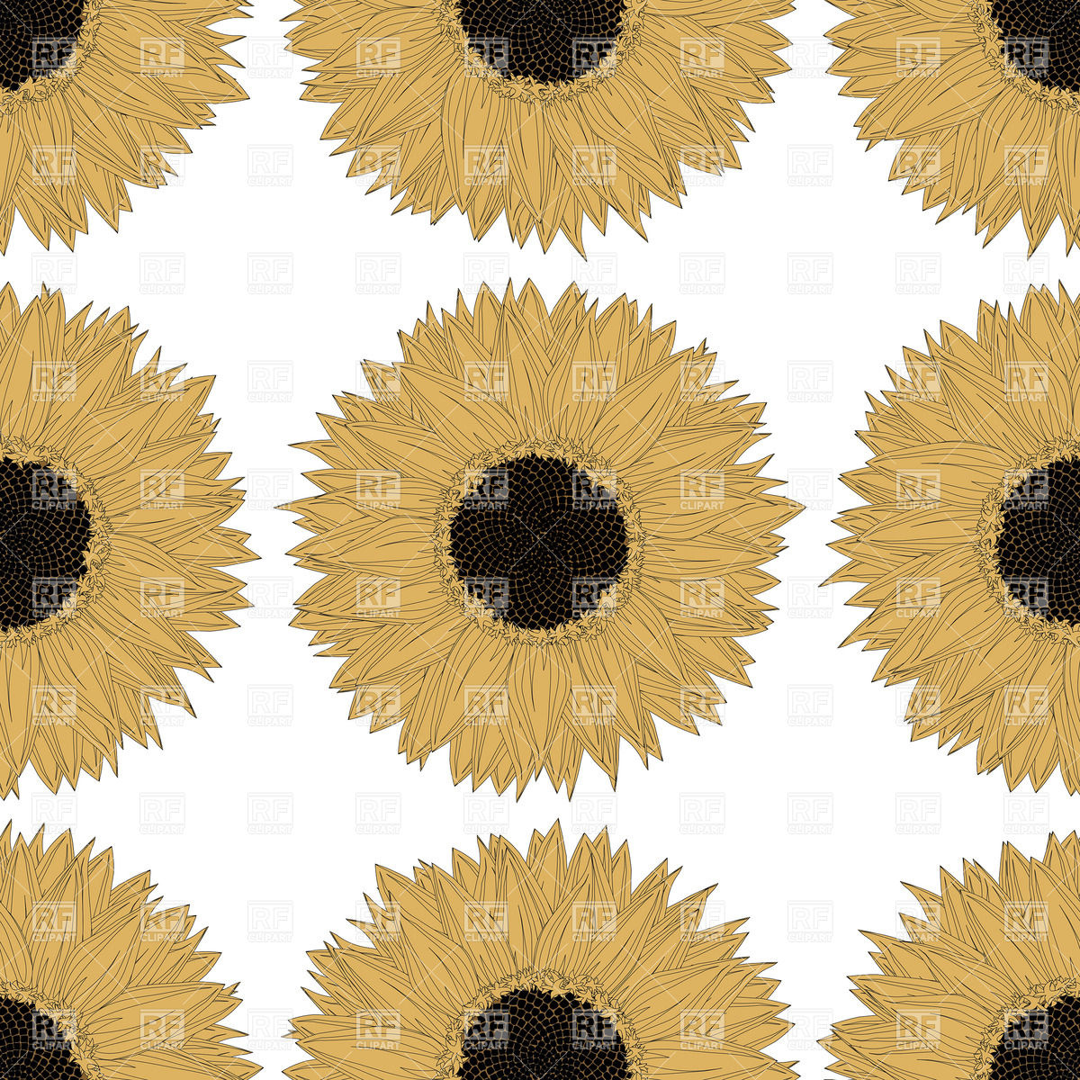 Seamless Sunflower Pattern Vector Image Of Backgrounds, Textures 1200x1200 Seamless Sunflower Pattern Vector Image Of Backgrounds, Textures