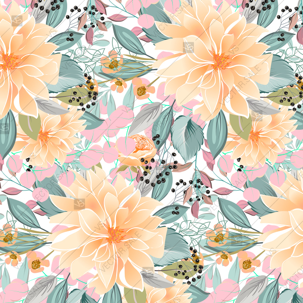 Seamless Yellow Sunflower Floral Pattern Vector Background 600x600 Seamless Yellow Sunflower Floral Pattern Vector Background