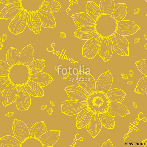 Sunflower Vector Hand Drawn Sunflowers Seamless Pattern On Yellow 500x500 Sunflower Vector Hand Drawn Sunflowers Seamless Pattern On Yellow
