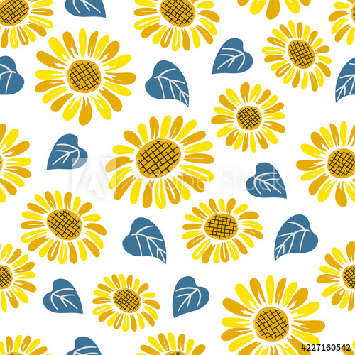 Seamless Doodle Sunflower Pattern 500x500 Seamless Doodle Sunflower Pattern