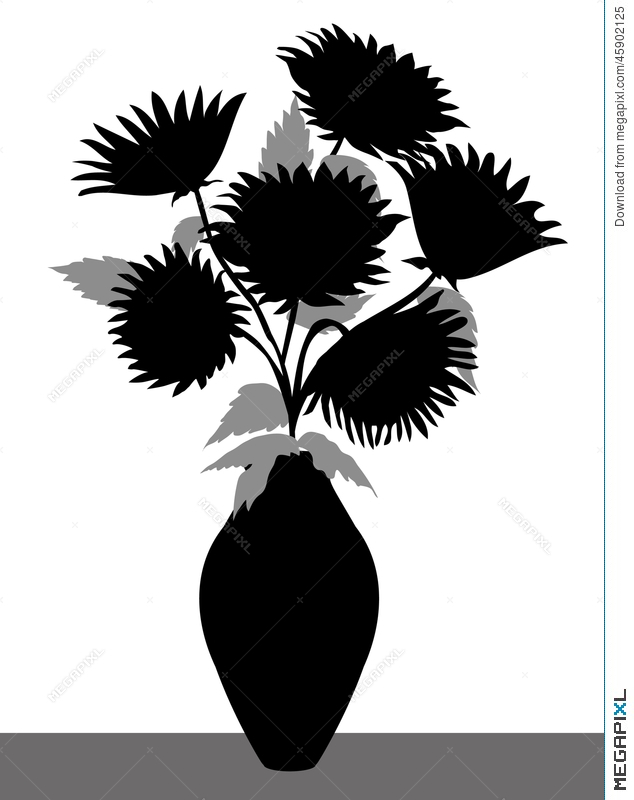 Sunflower Vase Silhouette 634x800 Sunflower Vase Silhouette