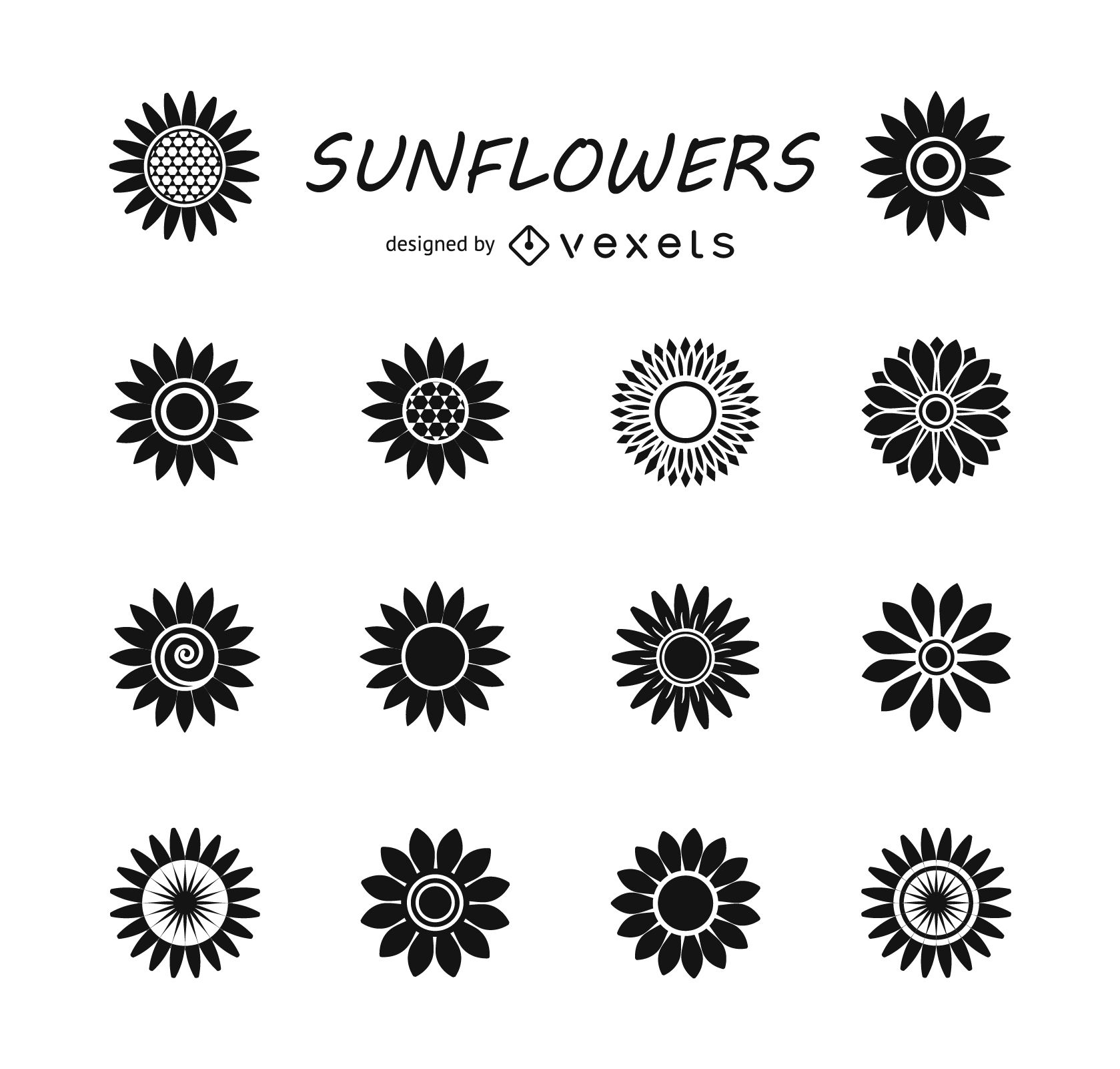 Set Of Sunflower Silhouettes 1679x1601 Set Of Sunflower Silhouettes