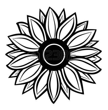 440x450 Sunflower Black And White Sunflower Vector Black And White