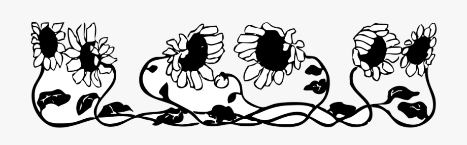 920x287 Flower Design Border Black And White Gallery Vector