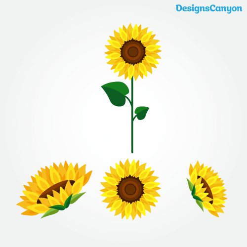 Sunflower Set Free Vector 500x500 Sunflower Set Free Vector