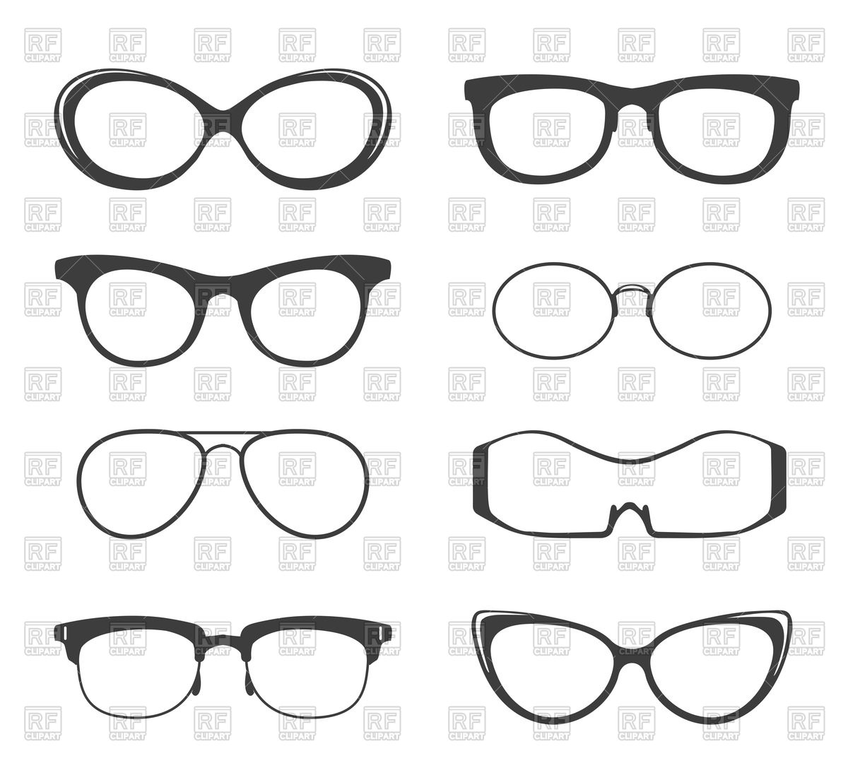 1200x1080 Hipster Glasses Set On White Background Vector Image Of Objects