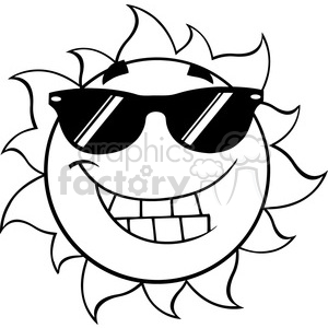 300x300 Black And White Smiling Summer Sun Cartoon Mascot Character