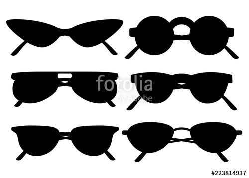 500x357 Black Silhouette Set Of Glasses Collection Of Six Cartoon