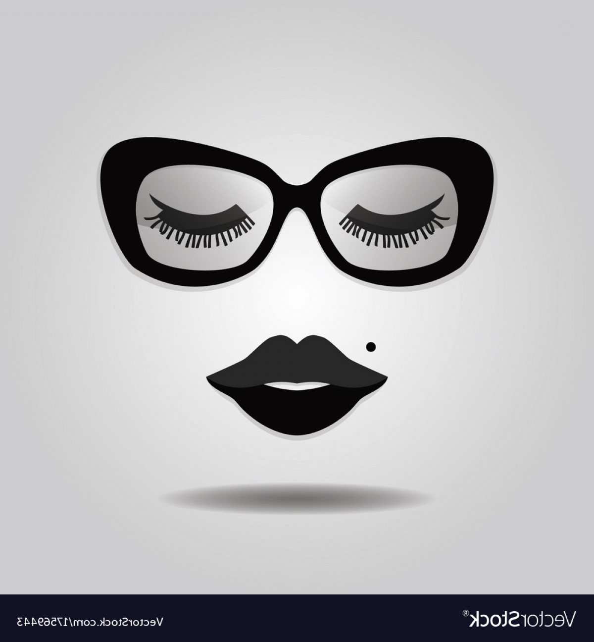 1200x1296 Hipster Lady Lips And Sunglasses With Closed Eyes Vector Catchsplace