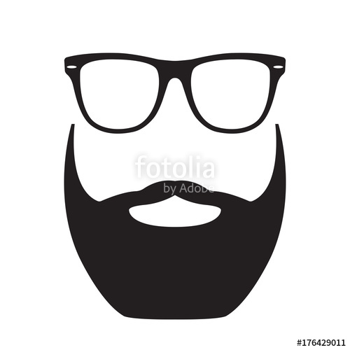 500x500 Beard With Glasses Hipster Face Silhouette Vector Illustration
