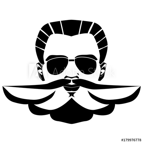 500x500 Elegant Bearded Man Face In Sunglasses Vector Hipster Character