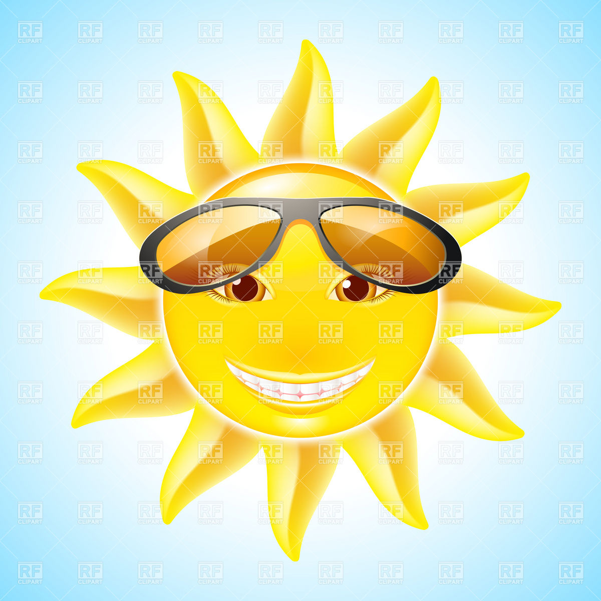 1200x1200 Cartoon Smiling Sun With Face And Sunglasses Vector Image