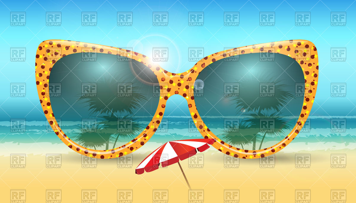 1200x686 Summer Background With Sunglasses Vector Image Of Travel