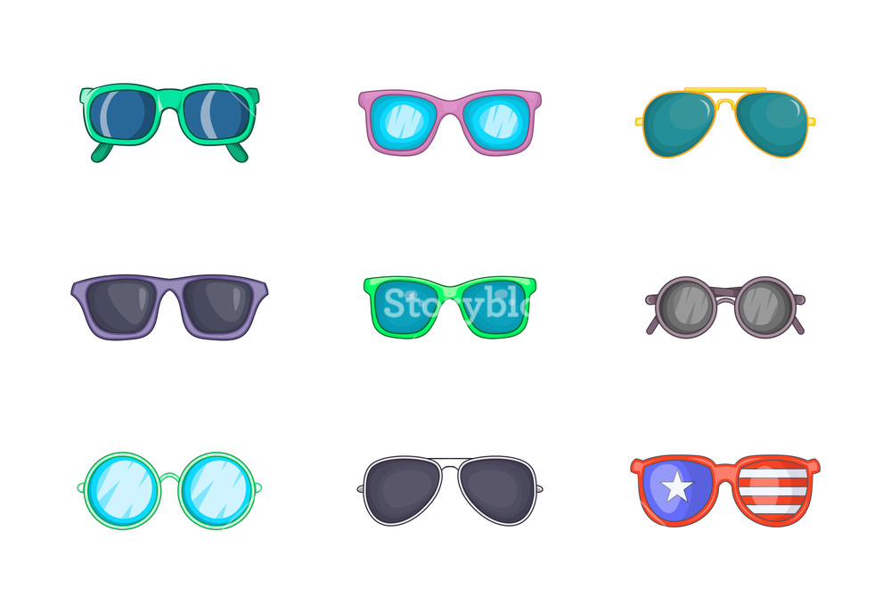 1000x688 Sunglasses Icon Set Cartoon Set Of Sunglasses Vector Icons